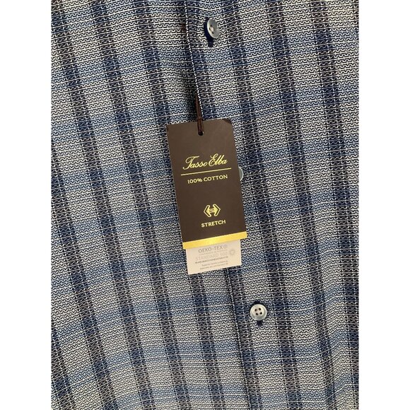 Tasso Elba Mens Plaid Button-Down Shirt S Blue 100% Cotton Stretch OEKO-TEX - Picture 3 of 11